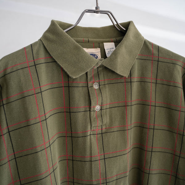 1990s olive checked cotton 100 s/s polo shirt