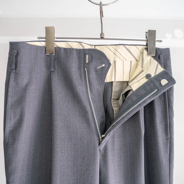 1960-70s Japan vintage gray base purple line wool slacks -dead stock-