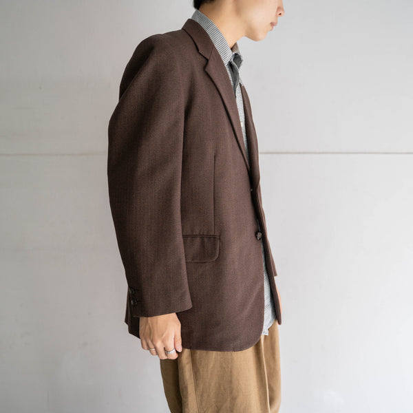 1980s Japan vintage brown weavy tailored jacket