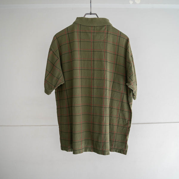 1990s olive checked cotton 100 s/s polo shirt