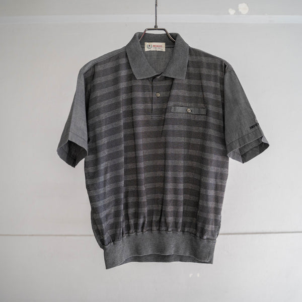 1990s gray checked s/s polo shirt