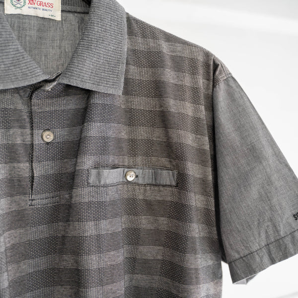 1990s gray checked s/s polo shirt
