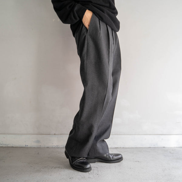 1990s Japan vintage gray wool 2tuck slacks