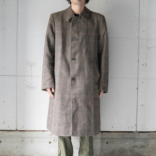 1980s Europe brown base check × houndstooth wool coat