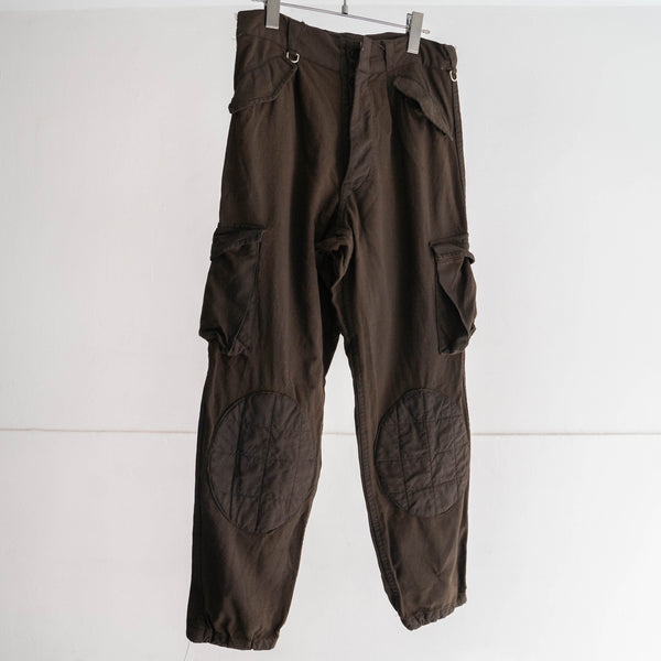 1970-80s Italian military brown color paratrooper pants 'black dyed' -good gimmick-