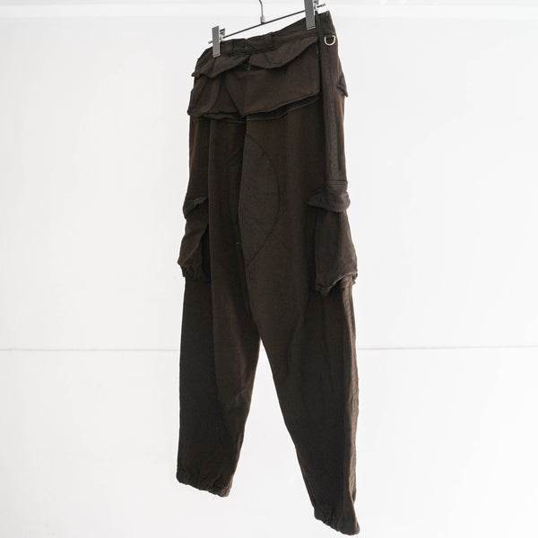 1970-80s Italian military brown color paratrooper pants 'black dyed' -good gimmick-