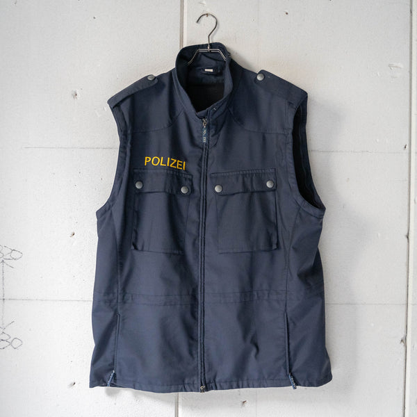 2000s Germany police navy color detachable jacket -with corduroy collar-