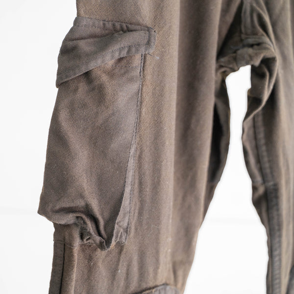 1970-80s Italian military brown color paratrooper pants 'black dyed' -good gimmick-