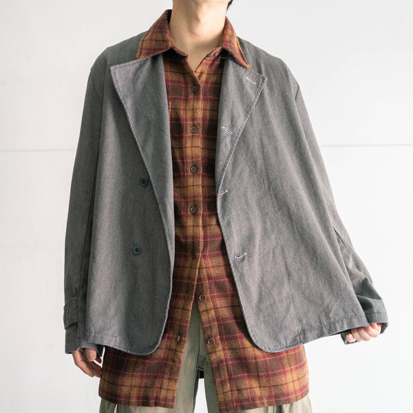 1990-00s "GAP" brown × red checked wool shirt -with elbow patch-