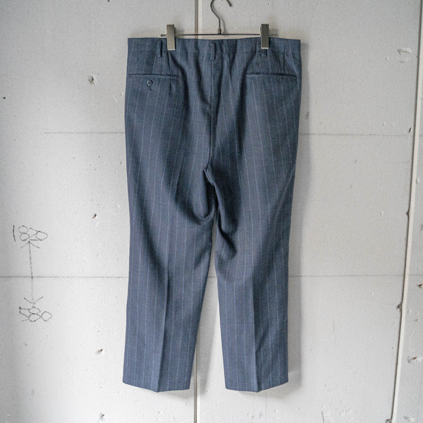 1970-80s Japan vintage navy × blue wool slacks 'unusual pattern'