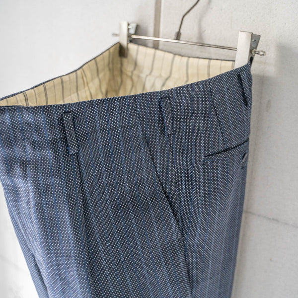 1970-80s Japan vintage navy × blue wool slacks 'unusual pattern'