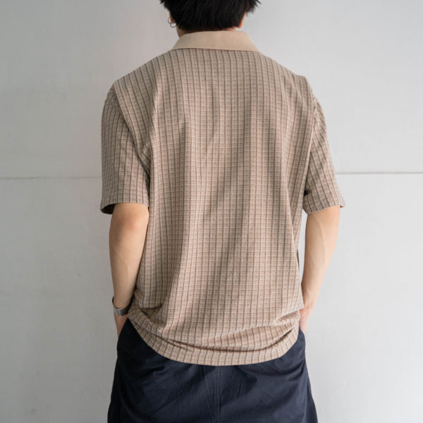 2000s light brown checked s/s polo shirt