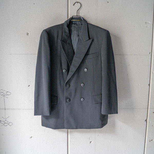 1980-90s Japan vintage black wool double breasted tailored jacket