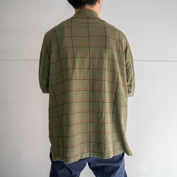 1990s olive checked cotton 100 s/s polo shirt