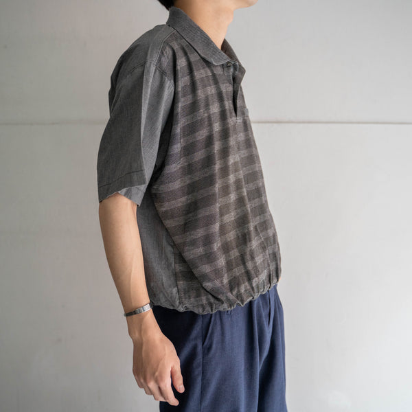 1990s gray checked s/s polo shirt