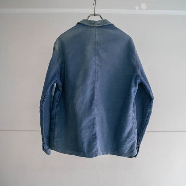 1950-60s France 'Adolphe Lafont' blue moleskin jacket -good fade-