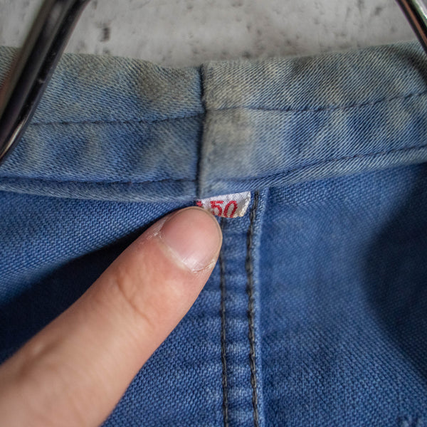 1950-60s France 'Adolphe Lafont' blue moleskin jacket -good fade-