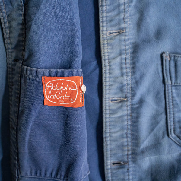 1950-60s France 'Adolphe Lafont' blue moleskin jacket -good fade-