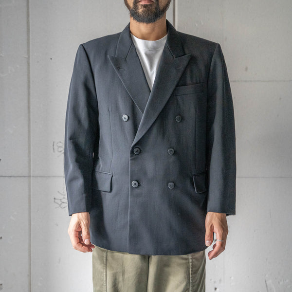 1980-90s Japan vintage black wool double breasted tailored jacket