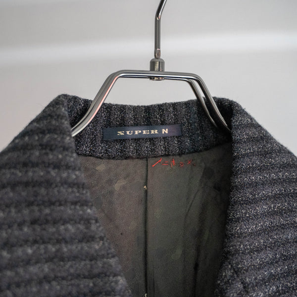 1970s Japan vintage black striped long coat -great fabric-