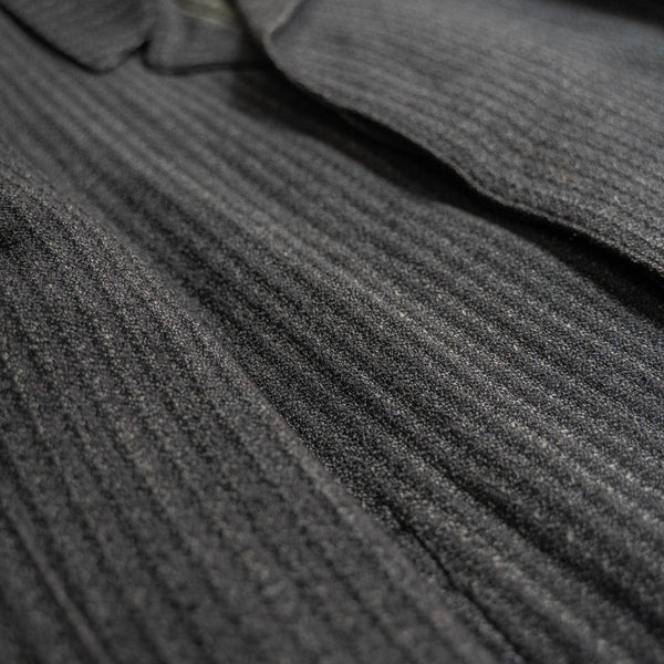 1970s Japan vintage black striped long coat -great fabric-