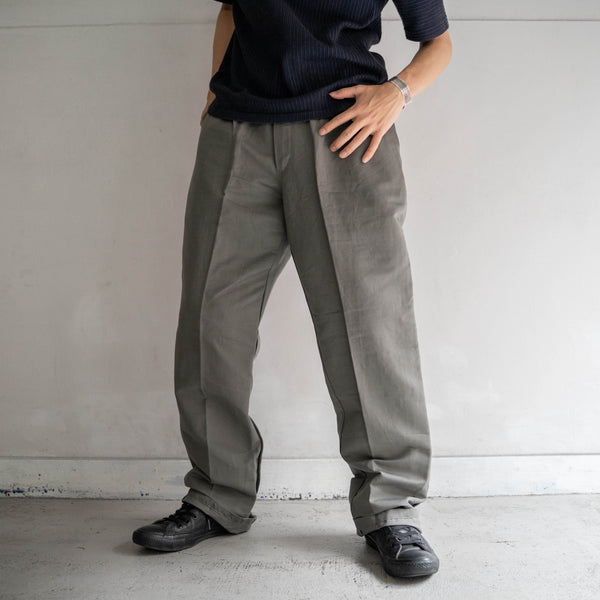 around 1970s Italian military linen × cotton work pants 'dead stock'
