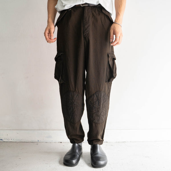 1970-80s Italian military brown color paratrooper pants 'black dyed' -good gimmick-