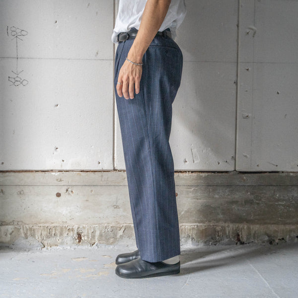 1970-80s Japan vintage navy × blue wool slacks 'unusual pattern'