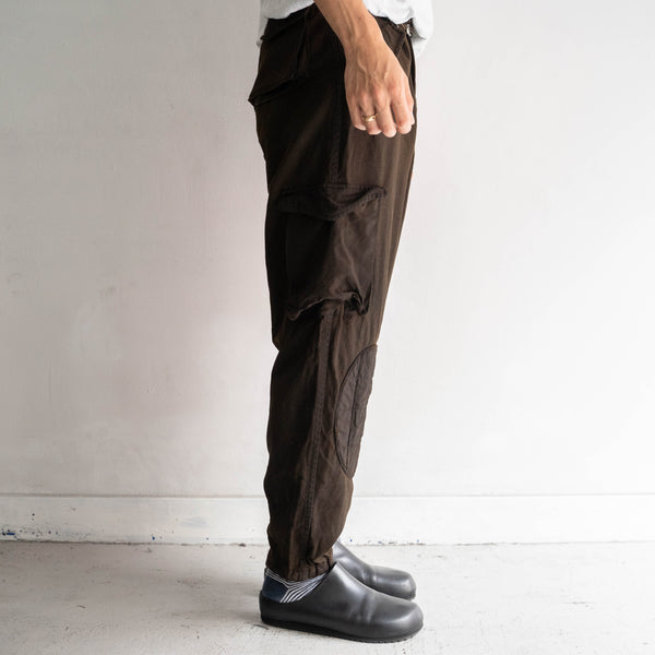 1970-80s Italian military brown color paratrooper pants 'black dyed' -good gimmick-