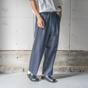 1970-80s Japan vintage navy × blue wool slacks 'unusual pattern'