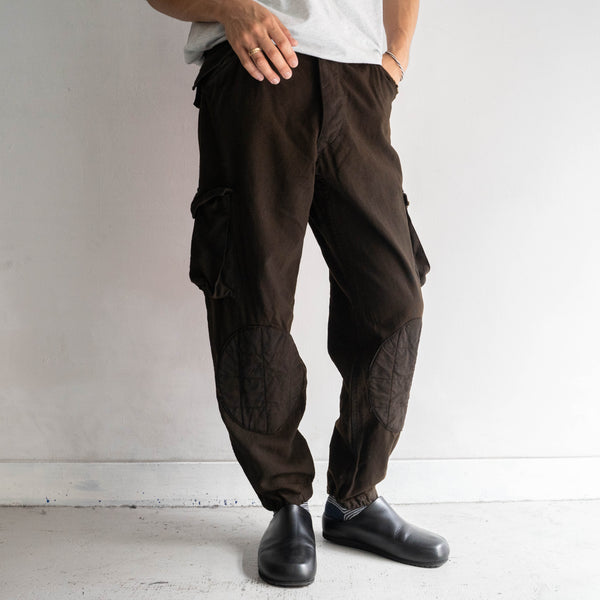 1970-80s Italian military brown color paratrooper pants 'black dyed' -good gimmick-