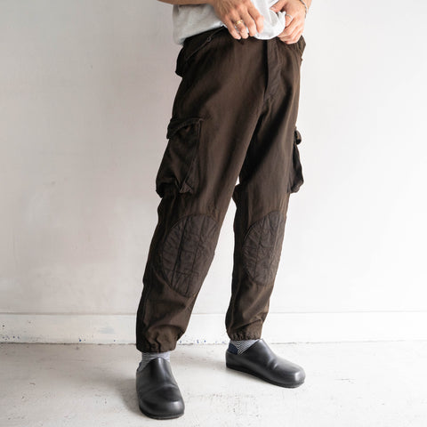 1970-80s Italian military brown color paratrooper pants 'black dyed' -good gimmick-