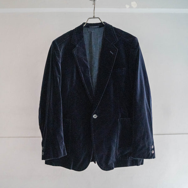 1980s Japan vintage navy velour tailored jacket