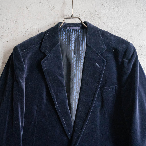 1980s Japan vintage navy velour tailored jacket