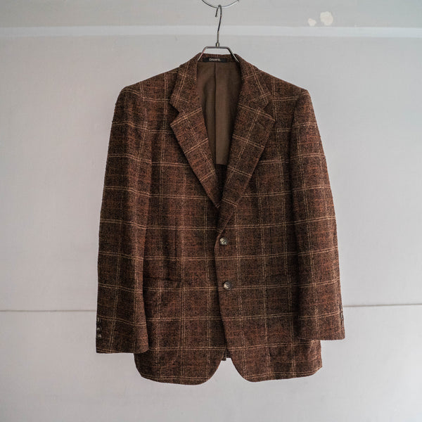 1970-80s Japan vintage brown check tweed tailored jacket