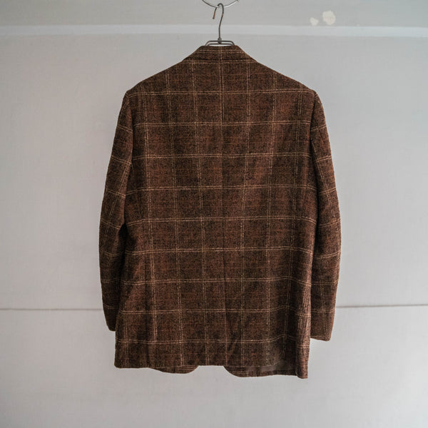 1970-80s Japan vintage brown check tweed tailored jacket