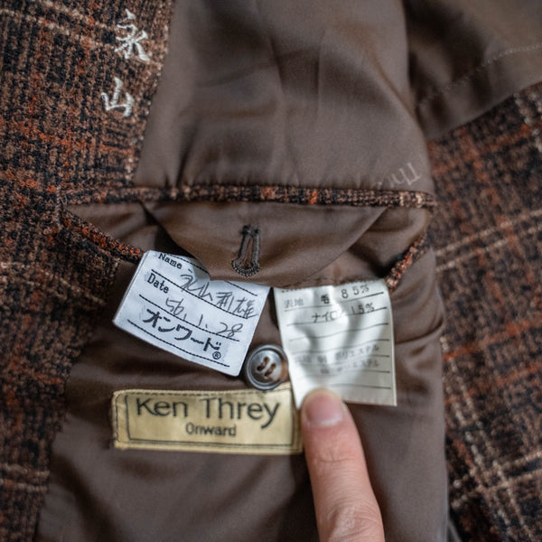 1970-80s Japan vintage brown check tweed tailored jacket