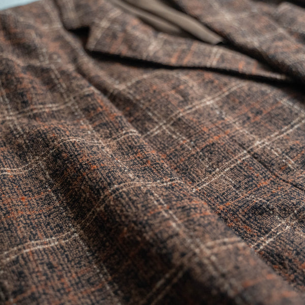 1970-80s Japan vintage brown check tweed tailored jacket