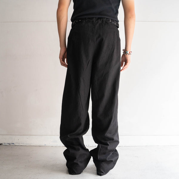 1980s germany military black color HBT work pants -dead stock- 'waist code remake' -black dyed-