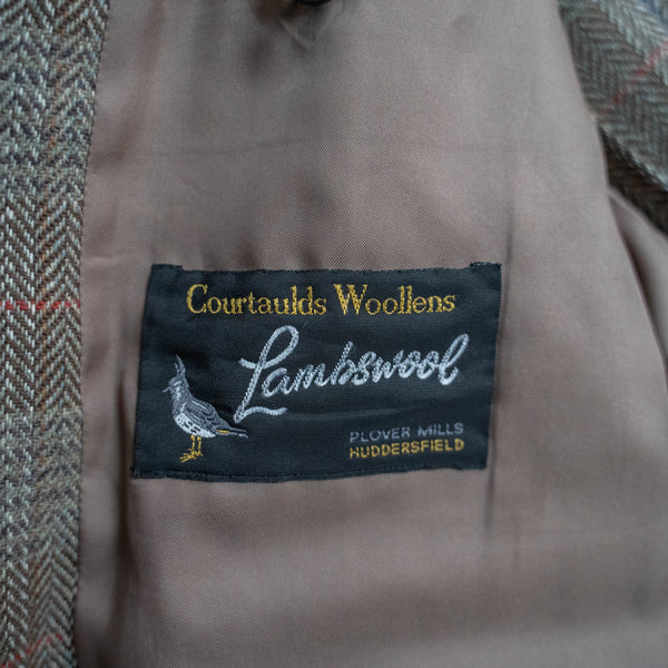 1980s Japan vintage light brown check tweed tailored jacket -with coin pocket-