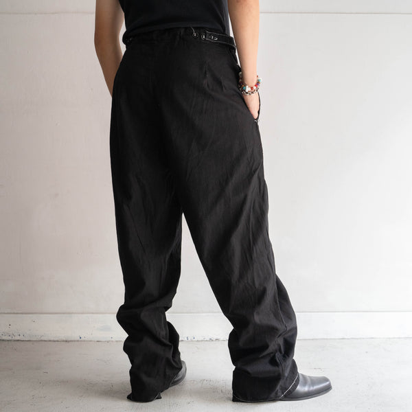 1980s germany military black color HBT work pants -dead stock- 'waist code remake' -black dyed-