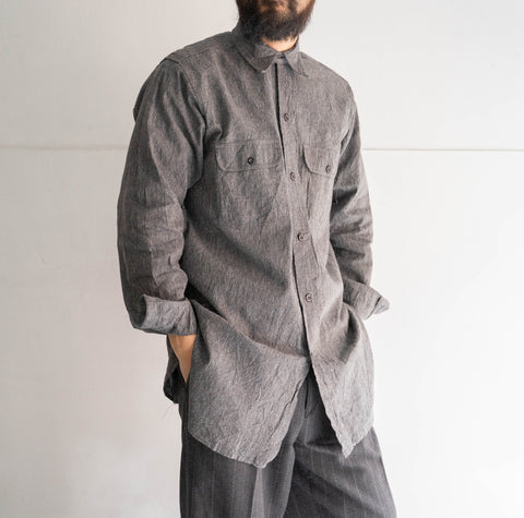 old pattern black chambray shirt 'with gusset & chin strap'