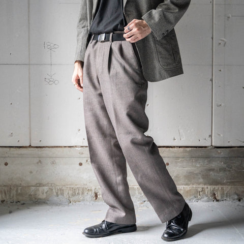 1990s Japan vintage light brown color poly two tuck slacks