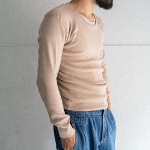 around 1980s Italy pink beige color thermal knit 'dead stock'