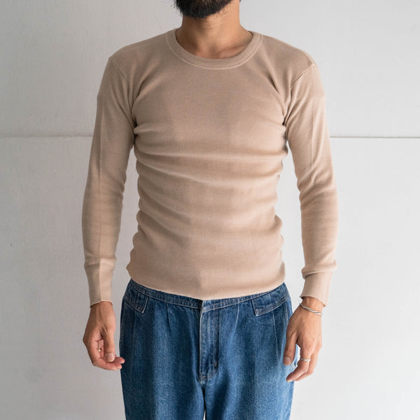 around 1980s Italy pink beige color thermal knit 'dead stock'