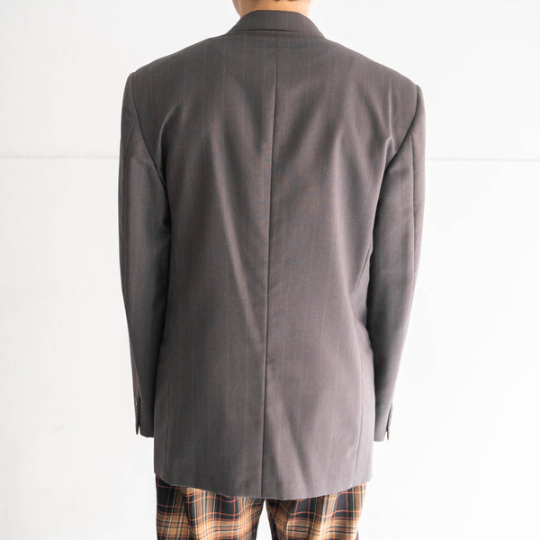 1980-90s Japan vintage brown striped double breasted tailored jacket