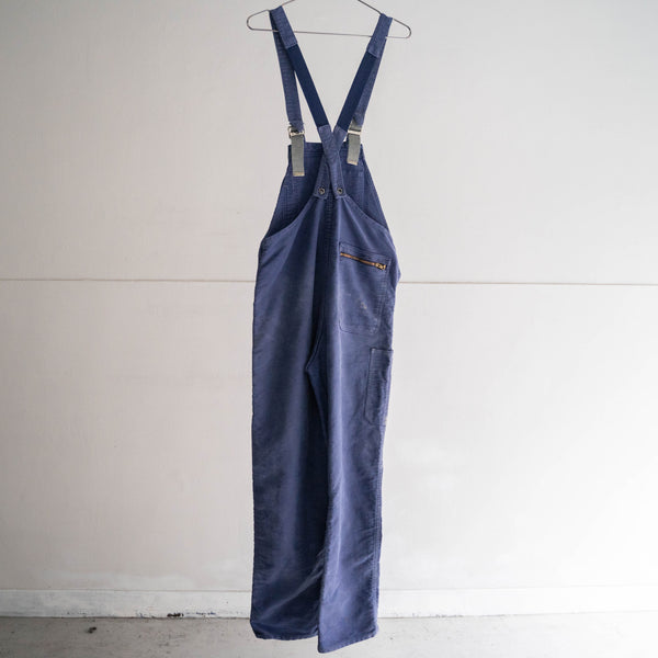 1950-60s blue moleskin work overall -good damage-