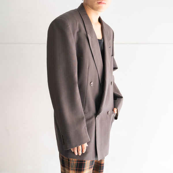 1980-90s Japan vintage brown striped double breasted tailored jacket