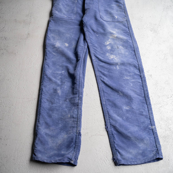 1950-60s blue moleskin work overall -good damage-