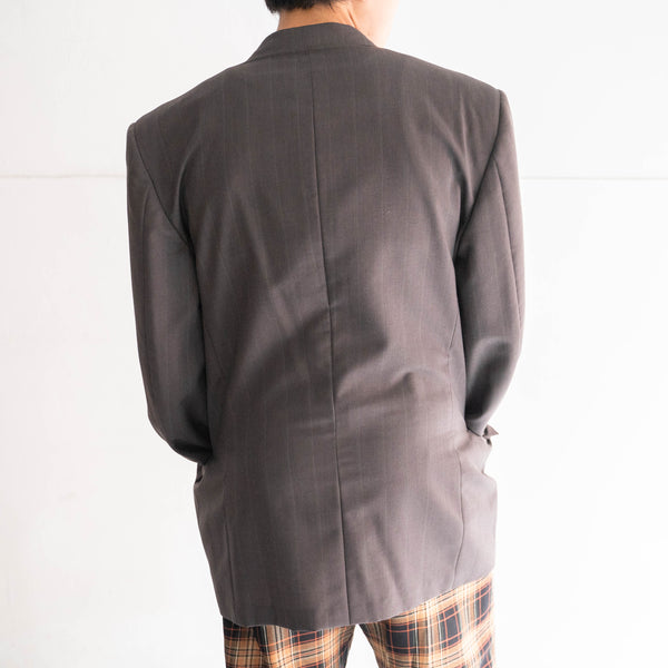 1980-90s Japan vintage brown striped double breasted tailored jacket